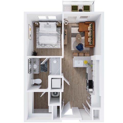 View at Manor Crossing New Apartments in Manor, Texas Studio Floor Plan